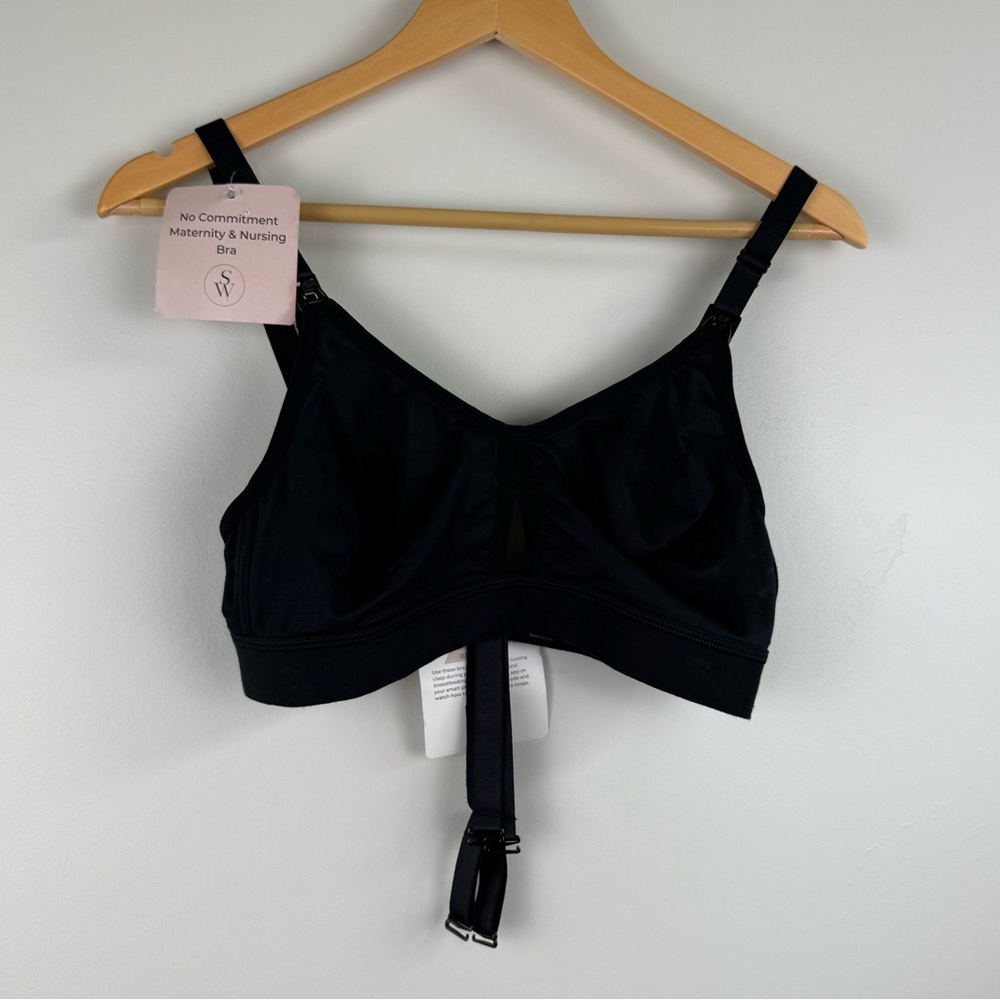 NWT Simple Wishes No Commitment Maternity & Nursing Bra Black Size Medium